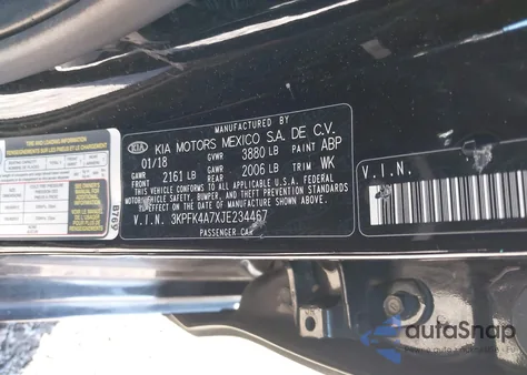 2018 Kia Forte Lx z USA, uszkodzony, nr VIN 3KPFK4A7XJE234467